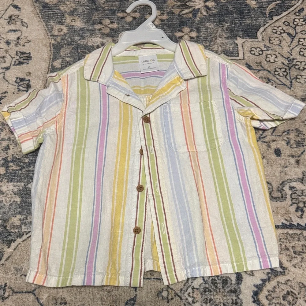 Kids Striped Short Linen Set - Multicolor